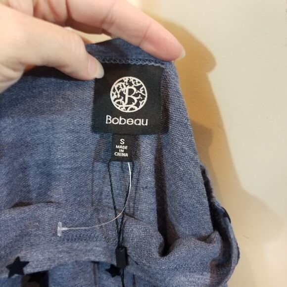 Bobeau Blue Flocked Star Top Size Small - Picture 5 of 8